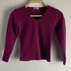 V-Neck Long Sleeve Layering Top Cropped design - Deep Purple